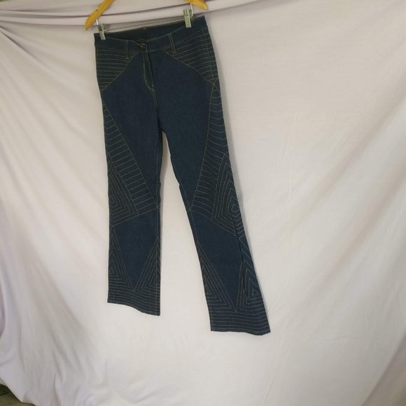 Vintage 90s Spider Web Dark academia Flared Jeans w10 +MEASUREMENT - Picture 3 of 8